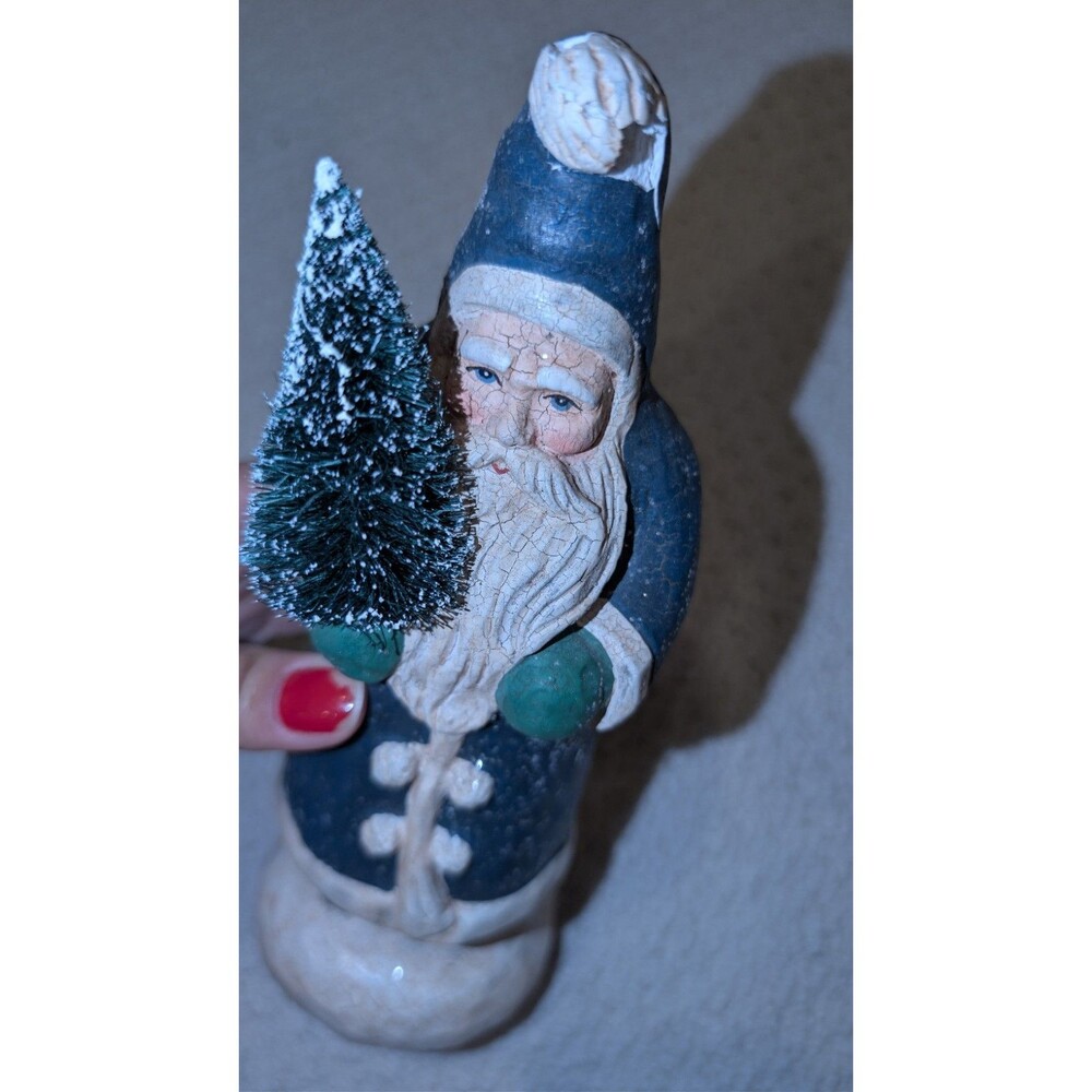 VINTAGE RAZ SANTA  BLUE & WHITE - MOLDED FROM OLD CHOCOLATE MOLDS. BEAUTIFUL